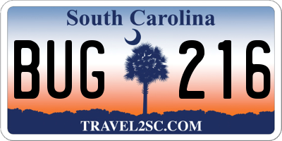 SC license plate BUG216