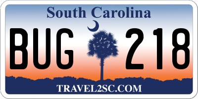 SC license plate BUG218