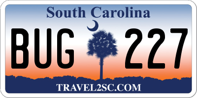 SC license plate BUG227