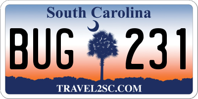 SC license plate BUG231