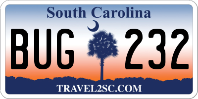 SC license plate BUG232