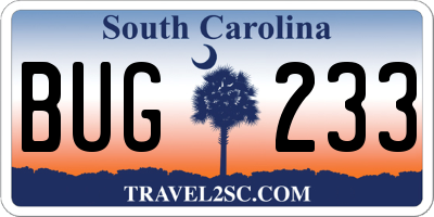 SC license plate BUG233