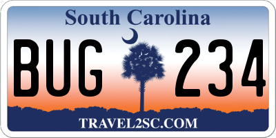 SC license plate BUG234