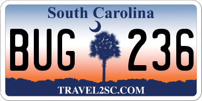 SC license plate BUG236