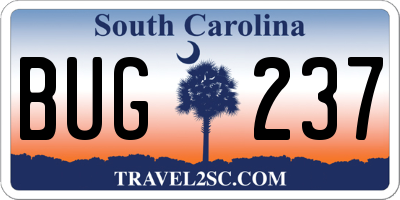 SC license plate BUG237