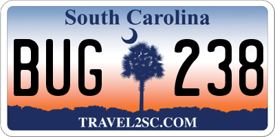 SC license plate BUG238