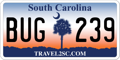 SC license plate BUG239