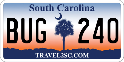 SC license plate BUG240