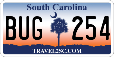 SC license plate BUG254