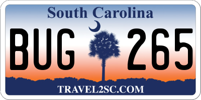 SC license plate BUG265