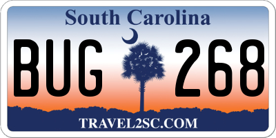 SC license plate BUG268