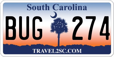 SC license plate BUG274