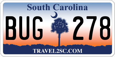 SC license plate BUG278