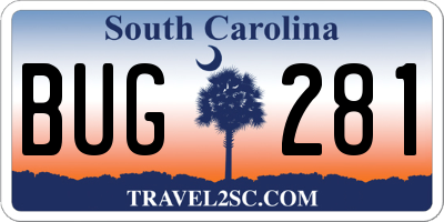 SC license plate BUG281