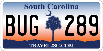SC license plate BUG289