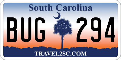 SC license plate BUG294