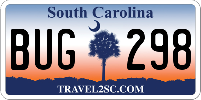 SC license plate BUG298
