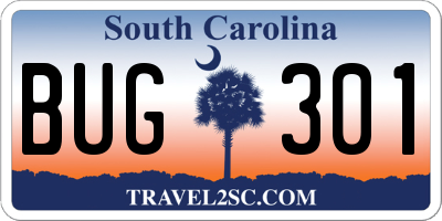 SC license plate BUG301