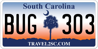 SC license plate BUG303