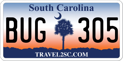 SC license plate BUG305