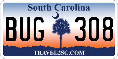 SC license plate BUG308