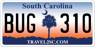 SC license plate BUG310