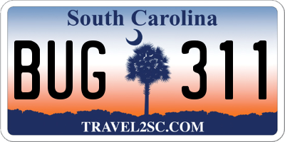SC license plate BUG311