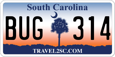 SC license plate BUG314