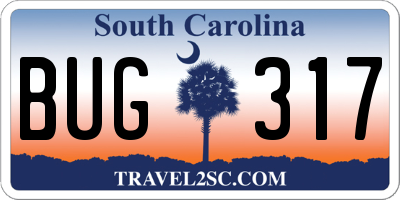 SC license plate BUG317