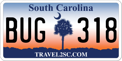 SC license plate BUG318