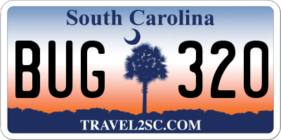 SC license plate BUG320