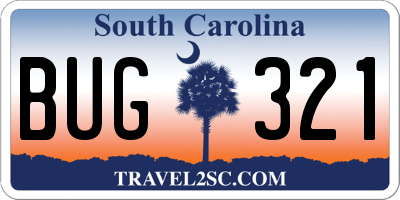 SC license plate BUG321