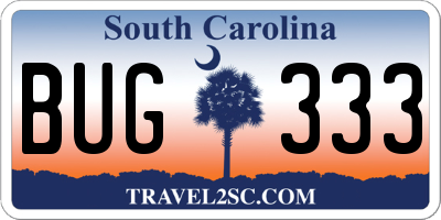 SC license plate BUG333