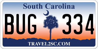 SC license plate BUG334