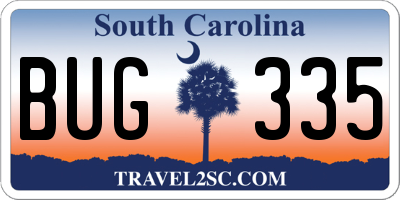 SC license plate BUG335