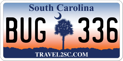 SC license plate BUG336