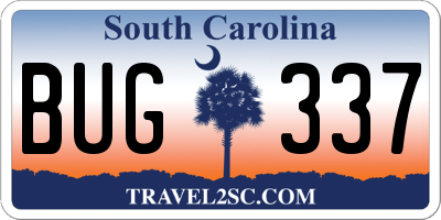 SC license plate BUG337