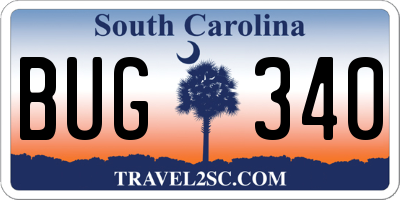 SC license plate BUG340