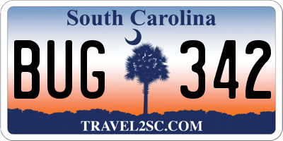 SC license plate BUG342