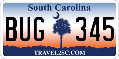 SC license plate BUG345