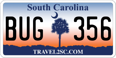 SC license plate BUG356