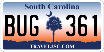 SC license plate BUG361