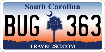 SC license plate BUG363