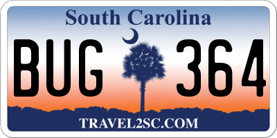 SC license plate BUG364