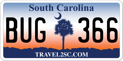 SC license plate BUG366