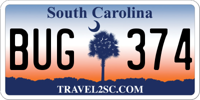SC license plate BUG374