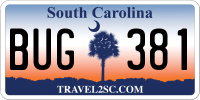 SC license plate BUG381