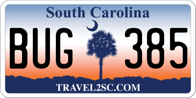 SC license plate BUG385