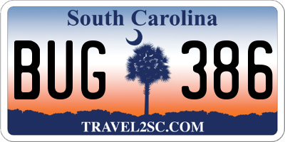 SC license plate BUG386