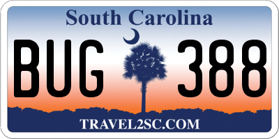 SC license plate BUG388